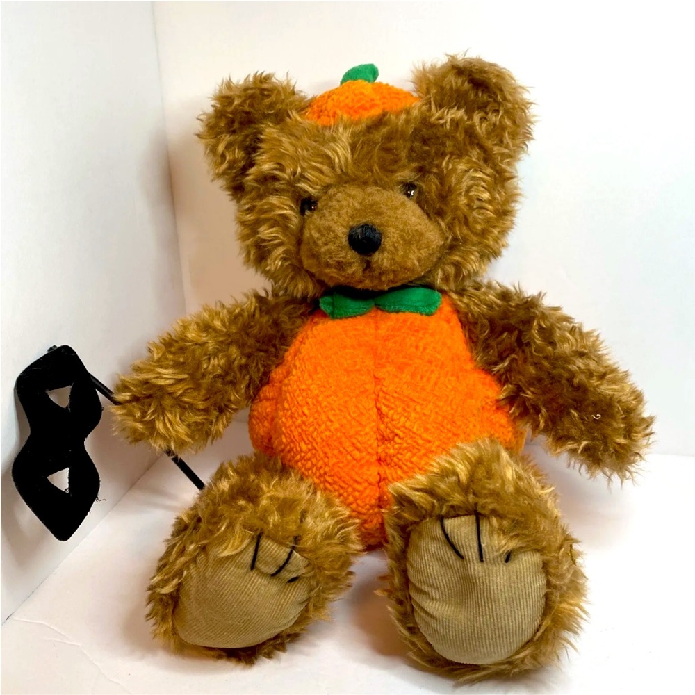Teddy Bear in Pumpkin Suit Masquerade Halloween Plush Stuffed Toy